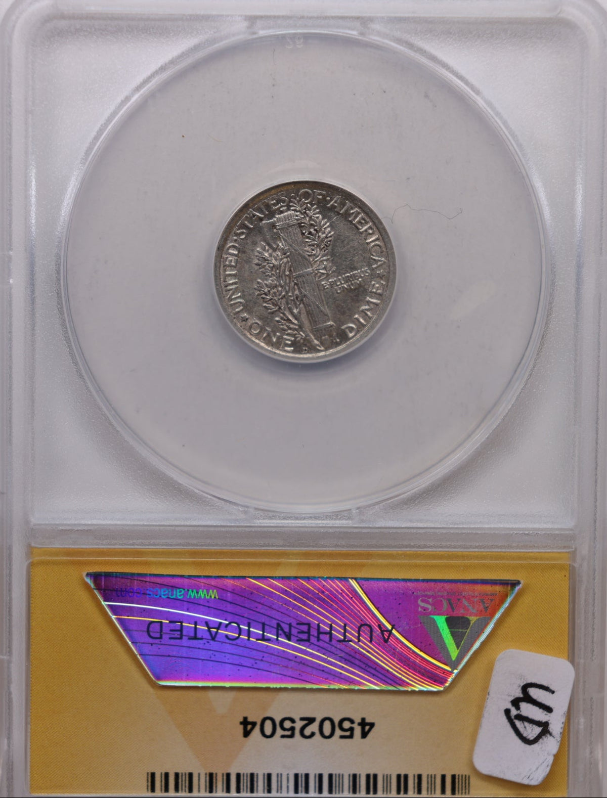 1918-D Mercury Silver Dime, ANACS AU-58 Details, Cleaned, Store #DE030.