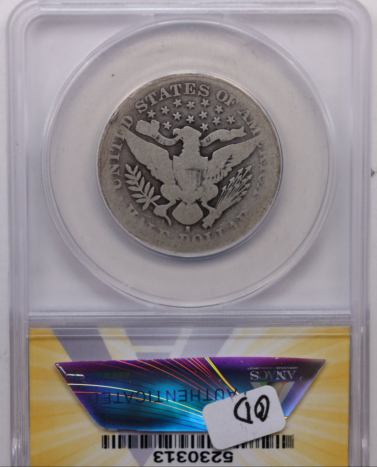 1892 Barber Silver Half Dollar, ANACS AG-3 Circulated Coin, Store #HR367.
