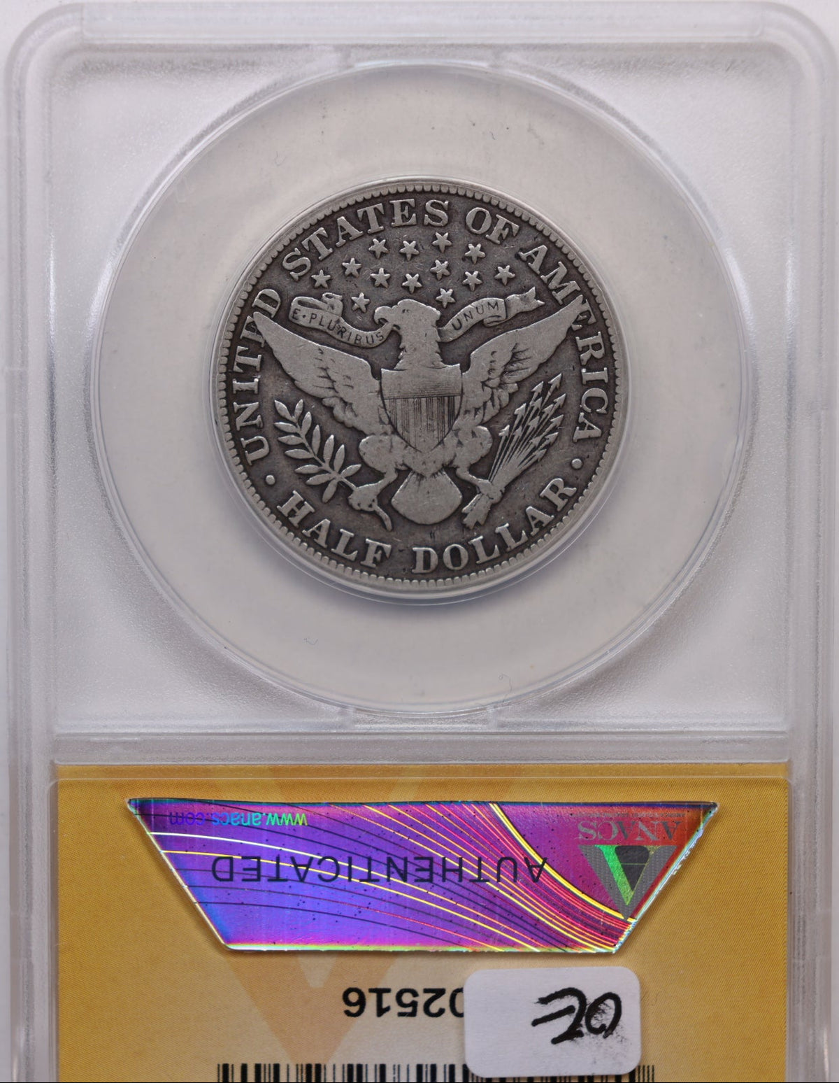 1913 Barber Silver Half Dollar, ANACS Good-6 Circulated Coin, Store #HR379.