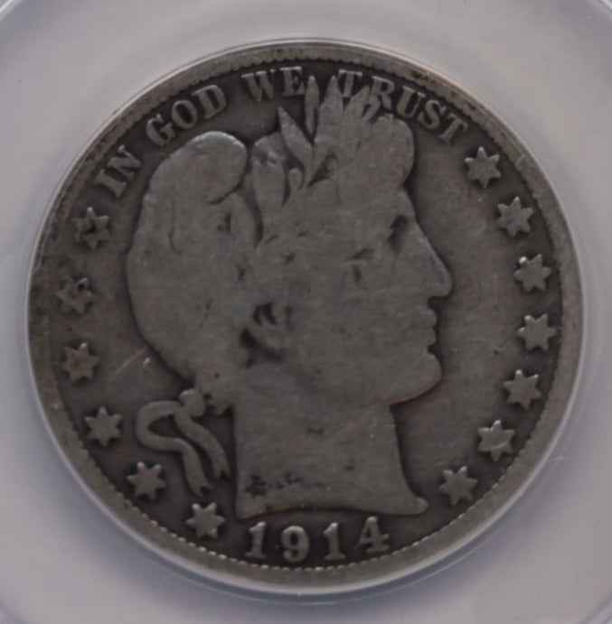 1914 Barber Silver Half Dollar, ANACS Good-4 Circulated Coin, Store #HR382.