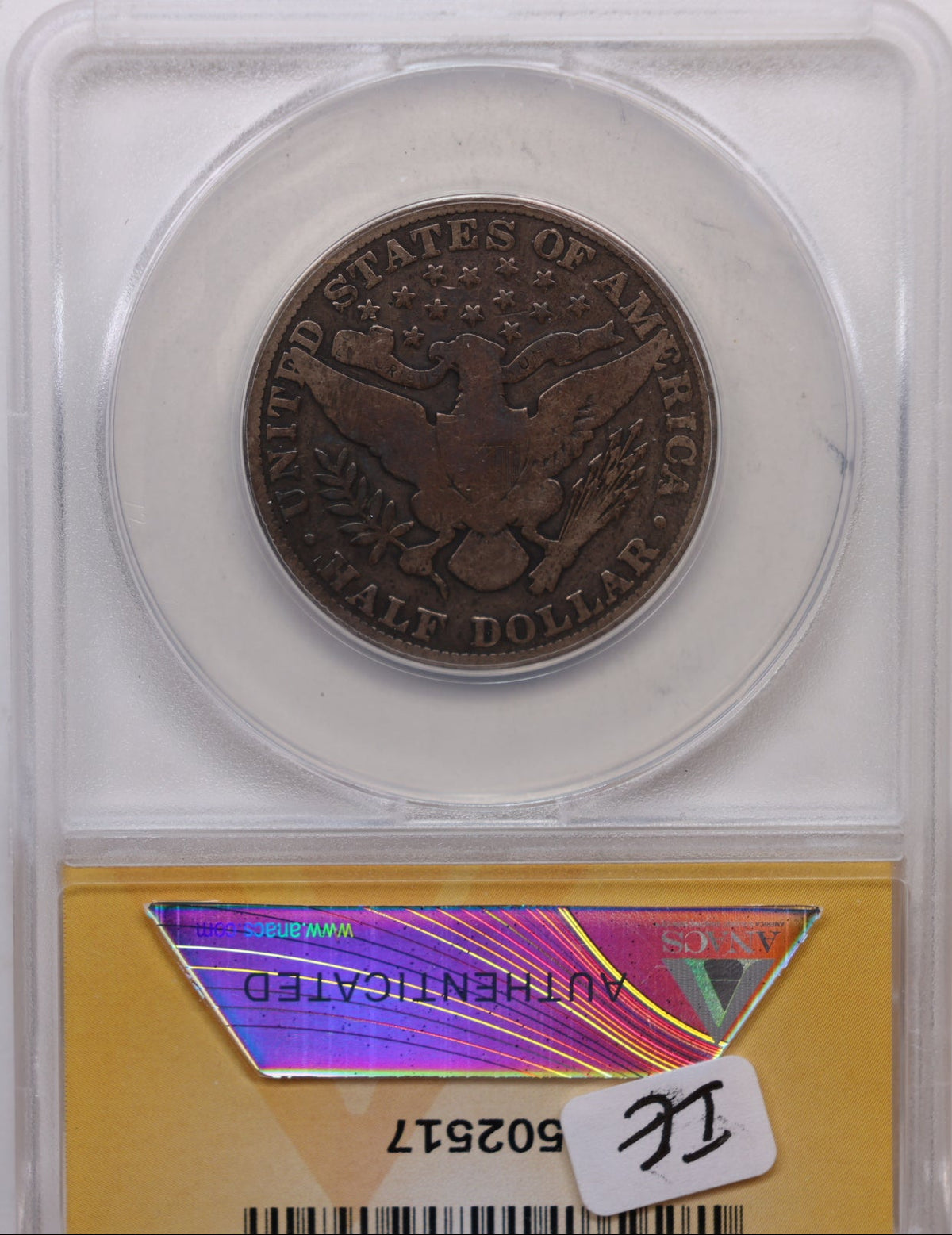 1915 Barber Silver Half Dollar, ANACS G-6, Cleaned Circulated Coin, Store #HR391.