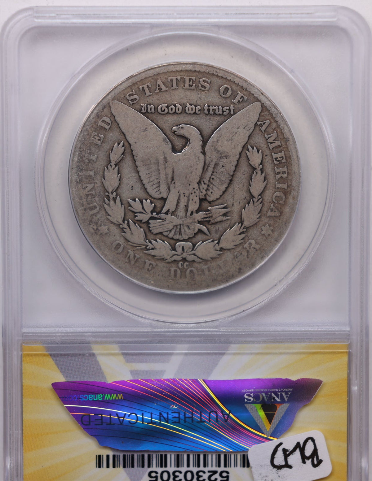 1882-CC Morgan Silver Dollar, ANACS G-4 Details; Cleaned, Store #DR077.