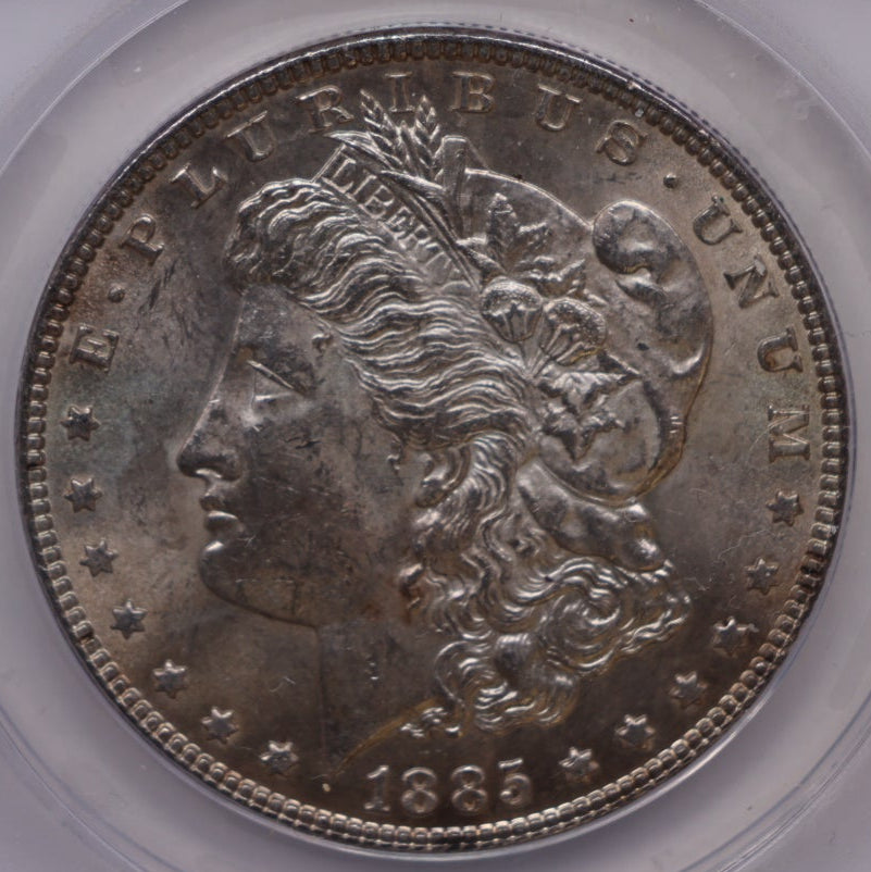 1885 Morgan Silver Dollar, ANACS Graded MS 62 Uncirculated.  Store #DR066.