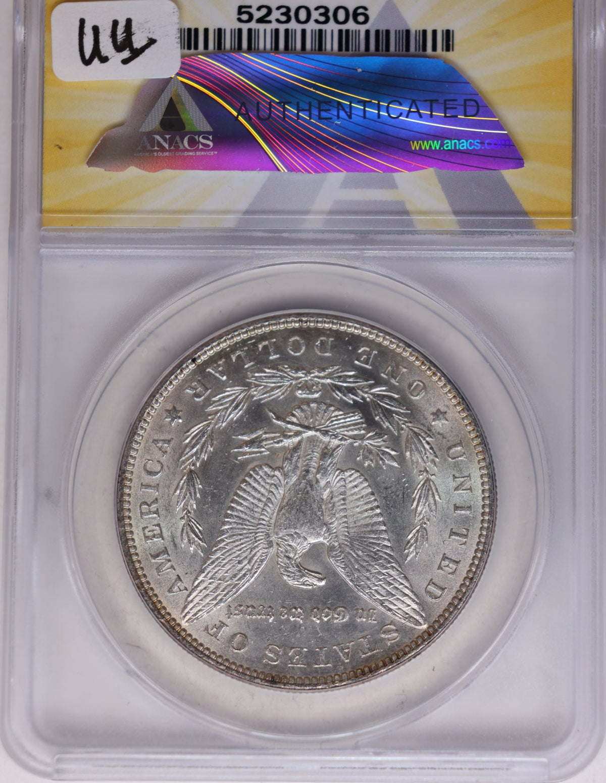 1885 Morgan Silver Dollar, ANACS Graded MS 62 Uncirculated.  Store #DR066.