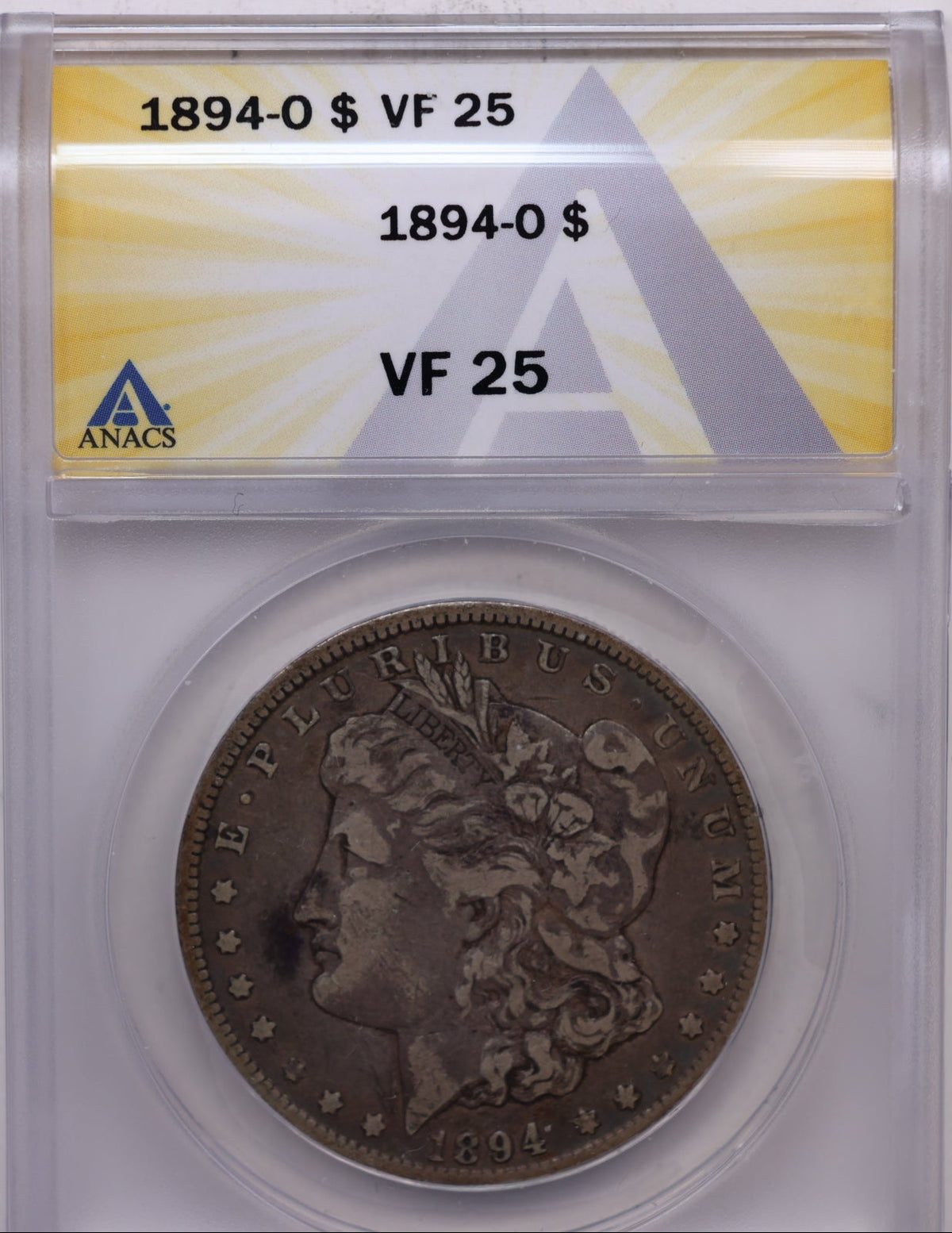1894-O Morgan Silver Dollar, ANACS Graded VF-25, Circulated.  Store #DR068.
