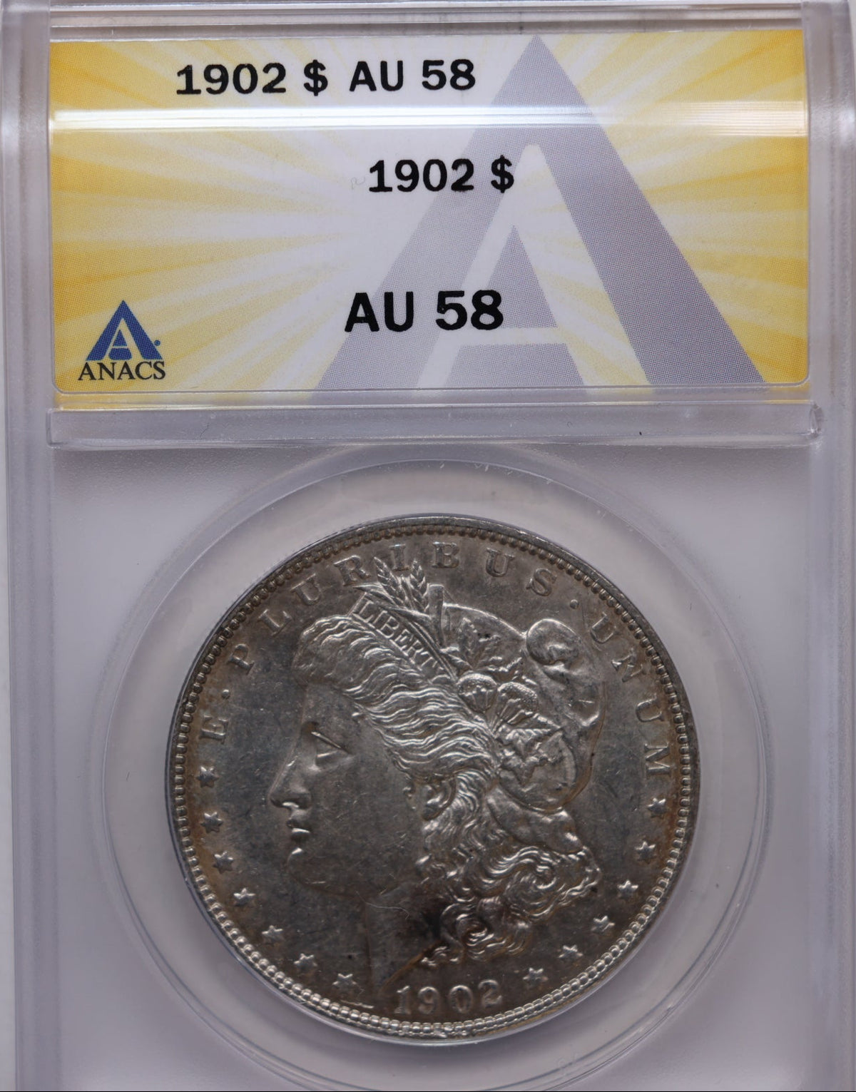 1902 Morgan Silver Dollar, ANACS Graded AU58, Uncirculated.  Store #DR071.