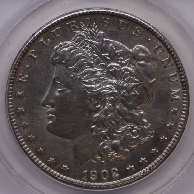 1902-O Morgan Silver Dollar, ANACS Mint State-Cleaned.  Store #DR072.