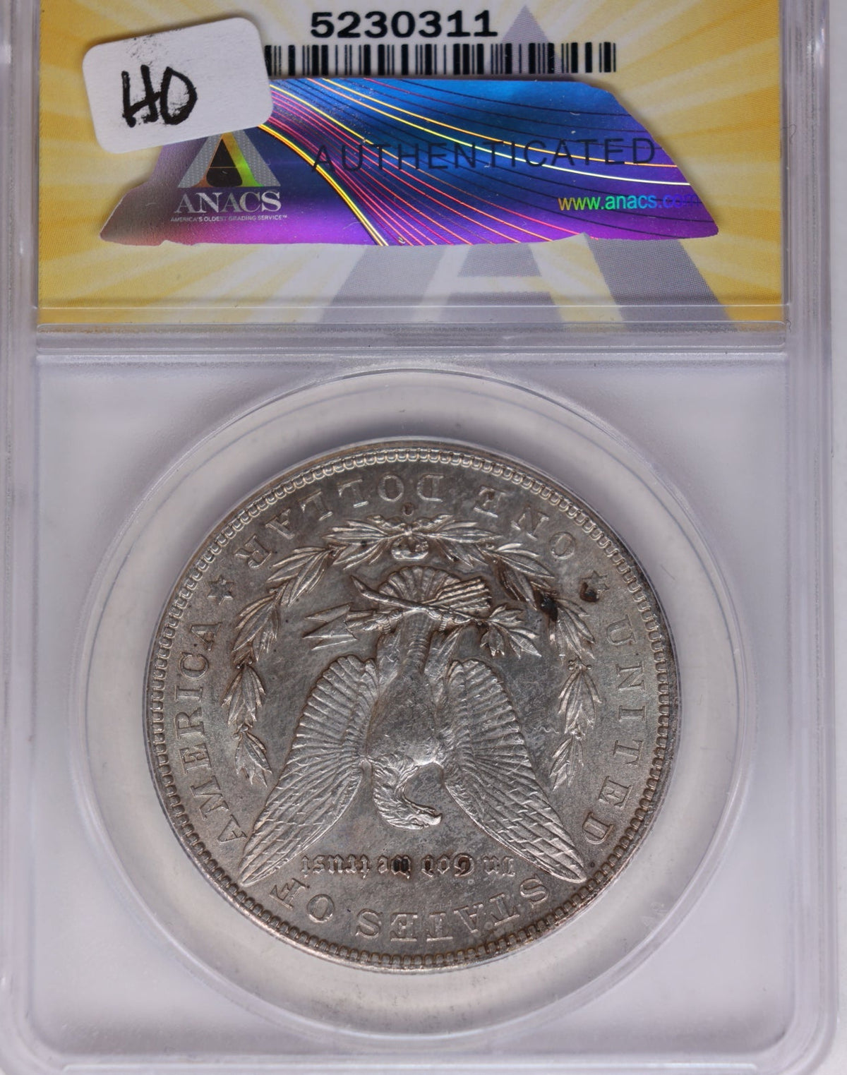 1902-O Morgan Silver Dollar, ANACS Mint State-Cleaned.  Store #DR072.