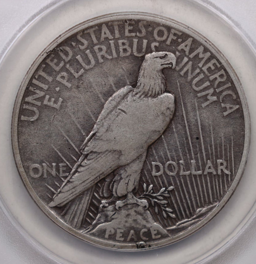 1921 Peace Silver Dollar, "Semi-Key Date", High Relief. ANACS VF-20, Store DR073.