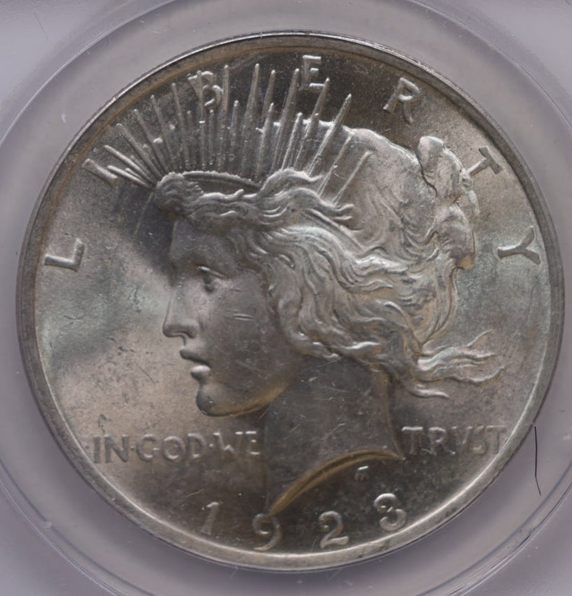 1923 Peace Silver Dollar, Uncirculated/Mint State, ANACS MS-61, Store DR074.
