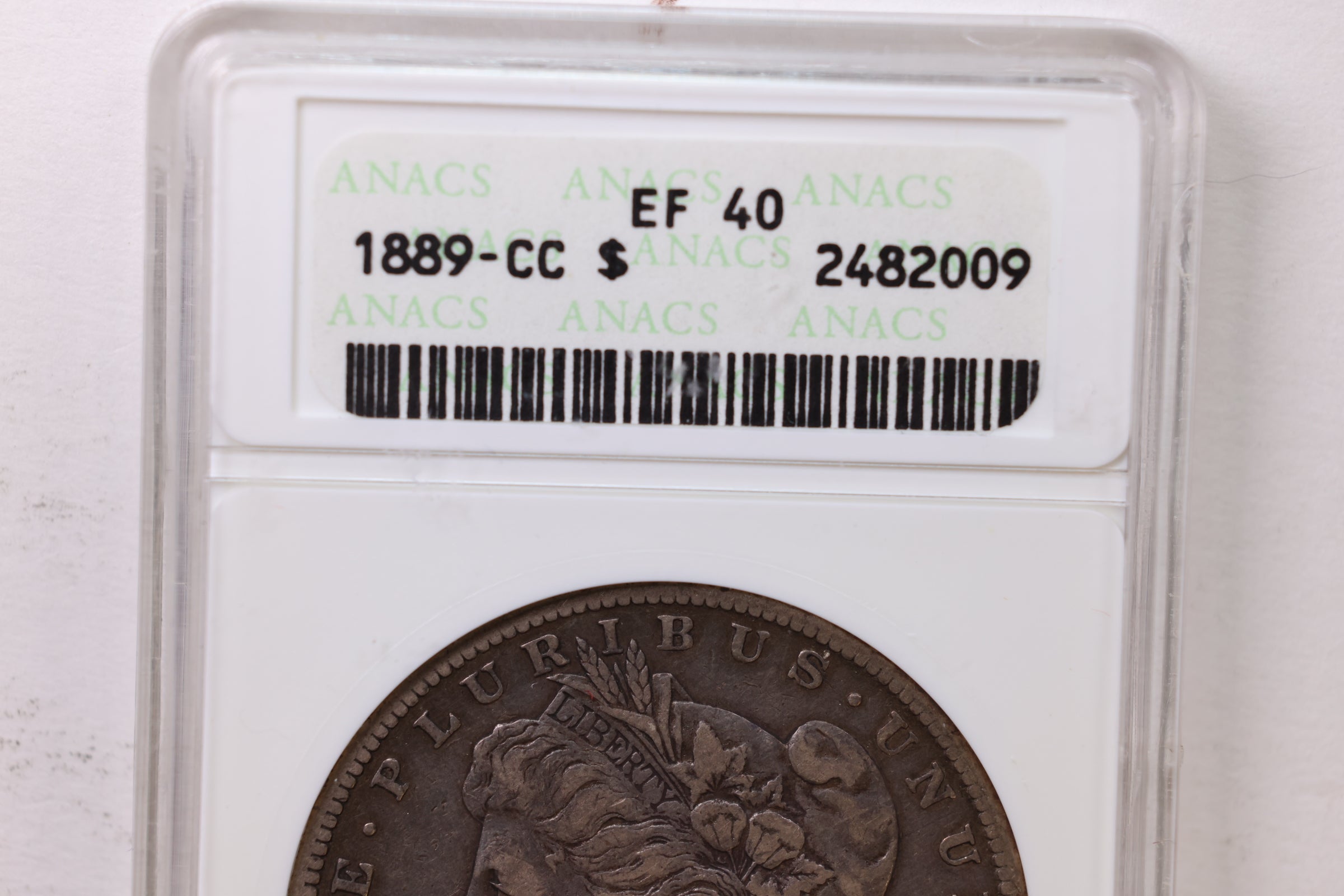 1889-CC Morgan Silver Dollar., ANACS Certified, EF-40., Store #GM010