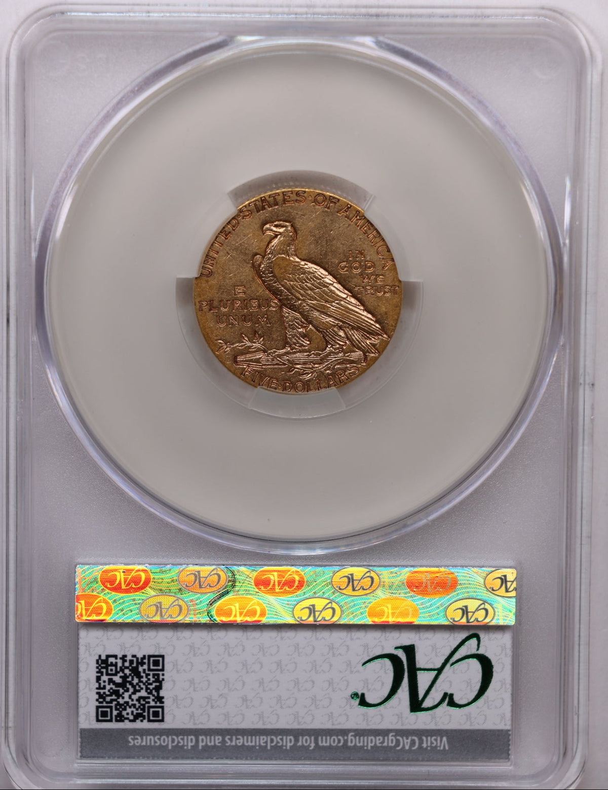 1911-S $5 Gold Indian Five Dollar, CAC Graded XF-45, Store Sale #G014.