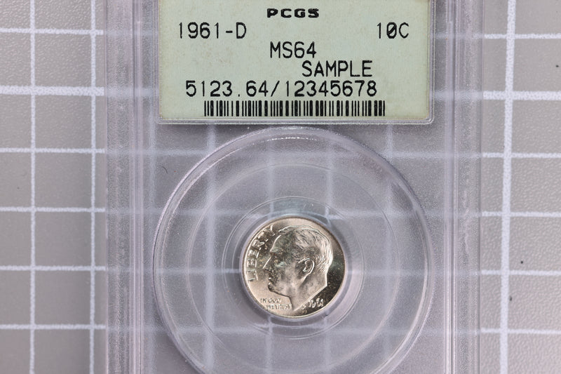 1961-D Roosevelt Silver Dime, PCGS MS64, "SAMPLE",  Store