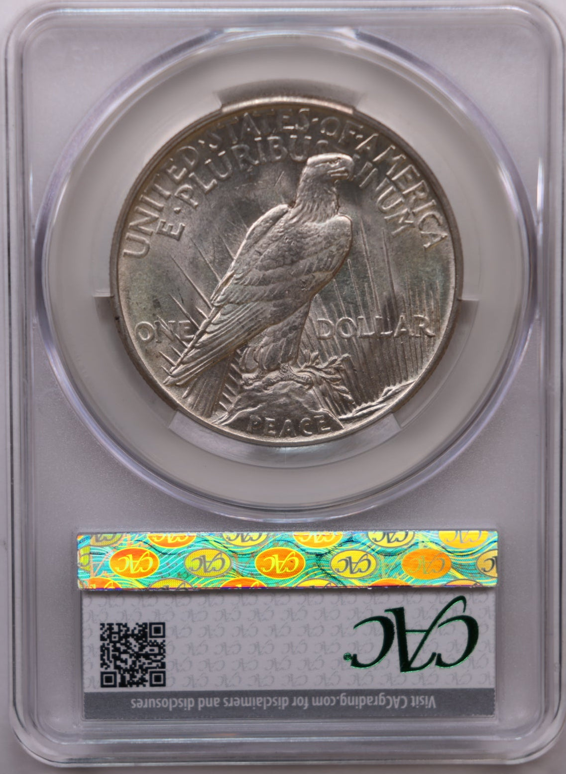 1921 Peace Silver Dollar, HIGH RELIEF, CAC Graded MS-63, Store #DR100.