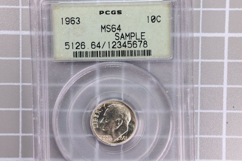 1963 Roosevelt Silver Dime, PCGS MS64, "SAMPLE",  Store