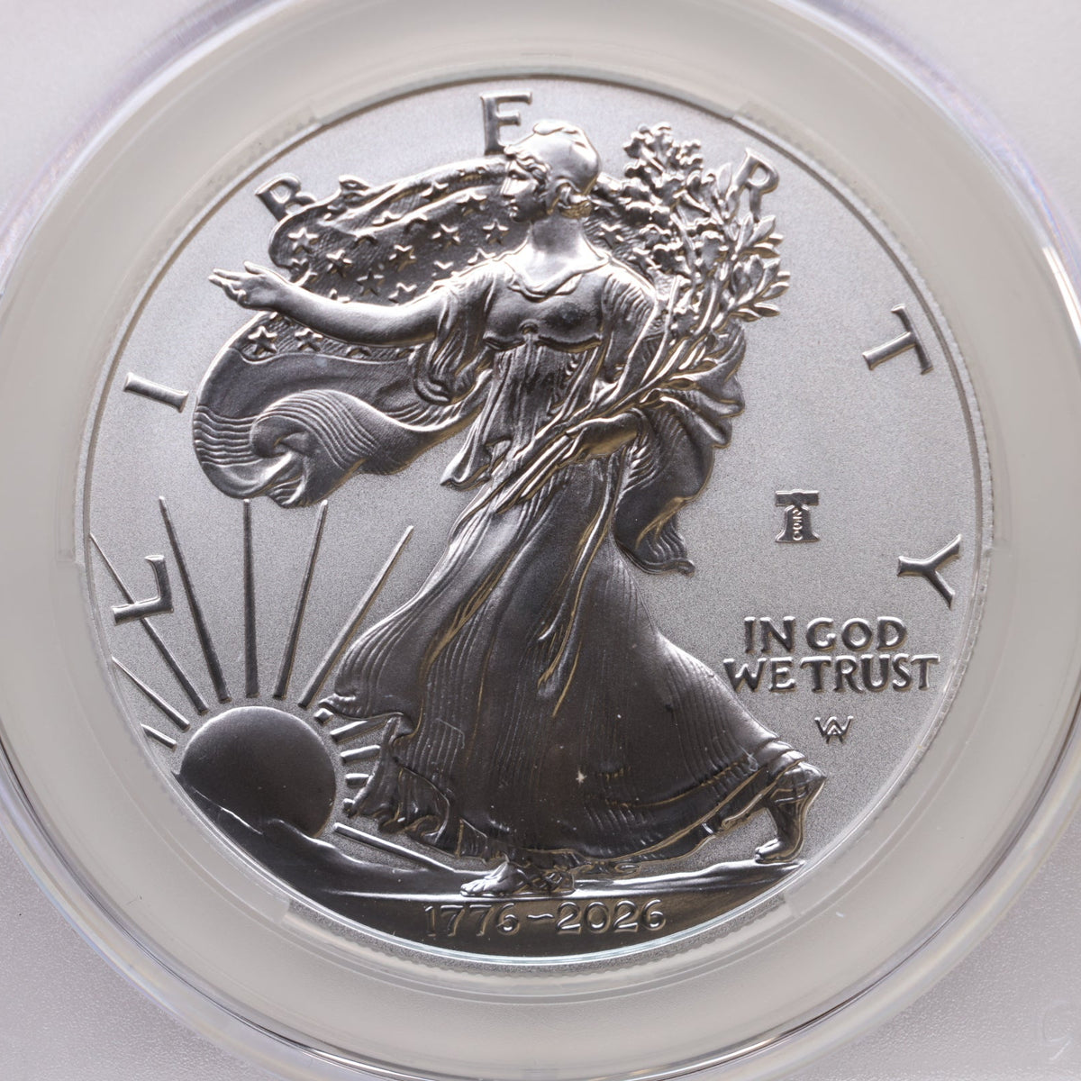 1776-2026 W American Silver Eagle, Enhanced, Liberty Bell, CAC MS70, Store AE003.