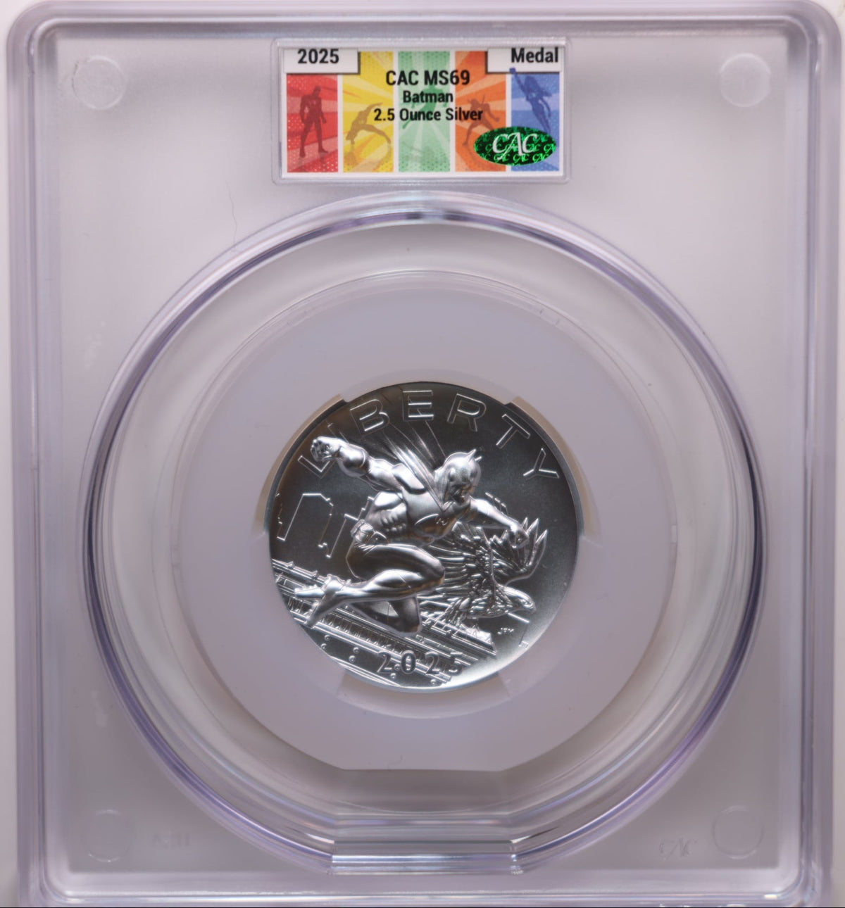 2025 Batman 2.5 OZT, U.S. Mint Silver Medal, CAC MS-69, Store #GMC04.