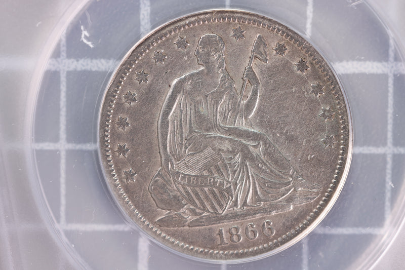 1866-S Liberty Seated Half Dollar, "MOTTO", ANACS EF-40,  Store