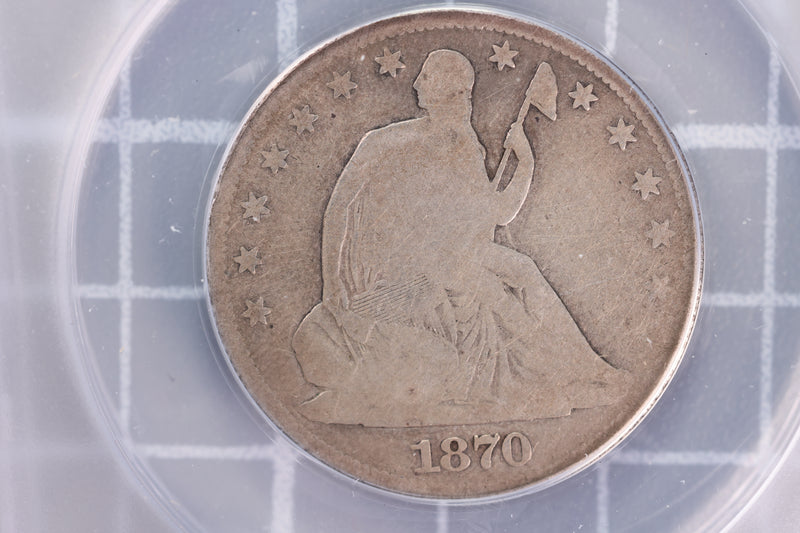 1870-CC Liberty Seated Half Dollar, "Rare", ANACS Good-6,  Store