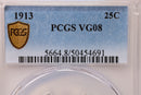 1913 Barber Silver Quarter., PCGS VG-08., Store