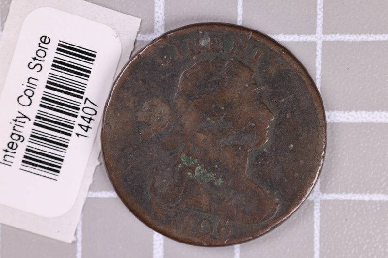 1806 Large Cent, Extra Fine Circulated Coin, Store Sale