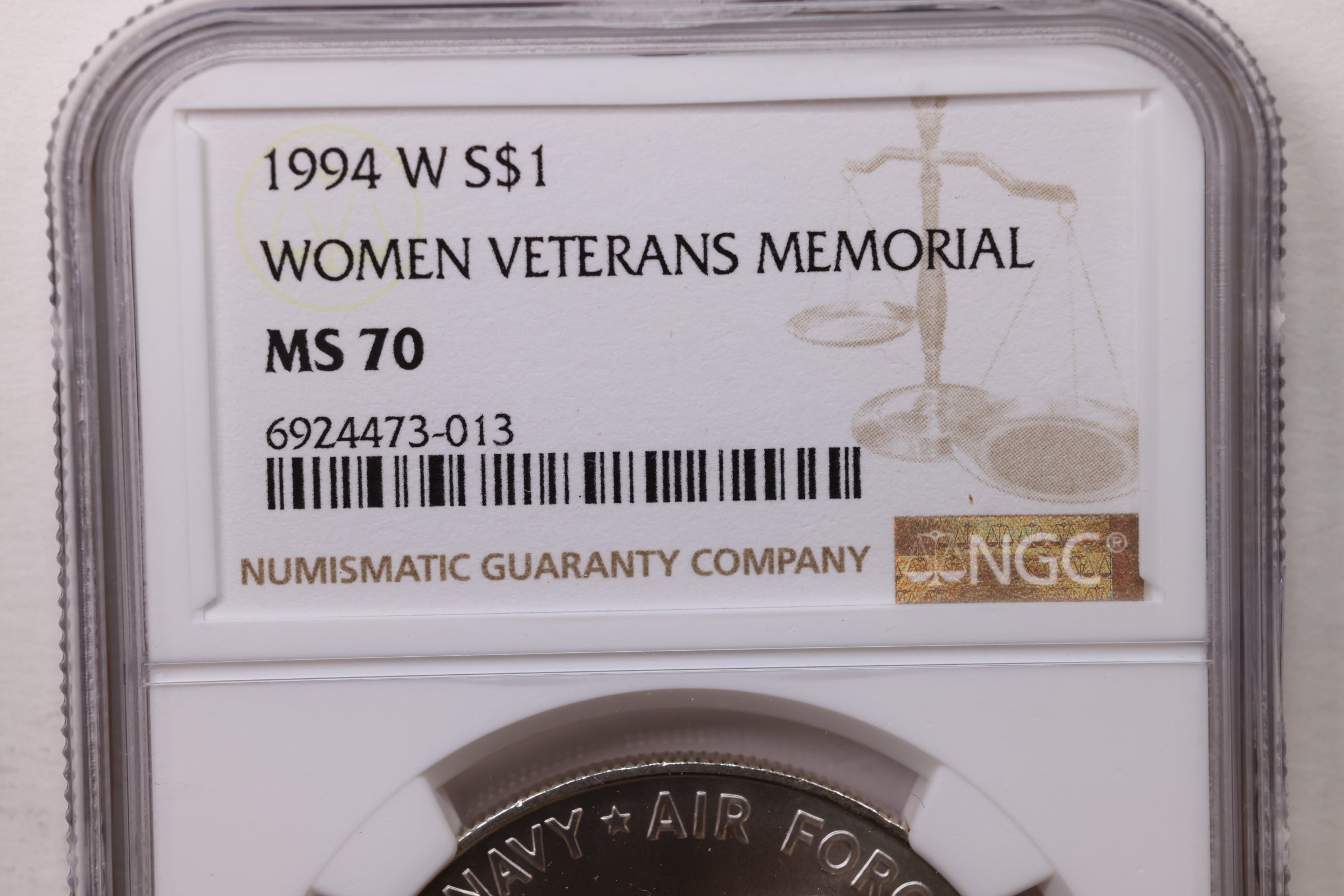 1994-W Women Veterans Memorial., Commemorative., NGC MS-70., Store #GMC007