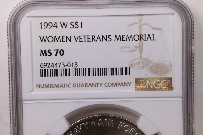 1994-W Women Veterans Memorial., Commemorative., NGC MS-70., Store