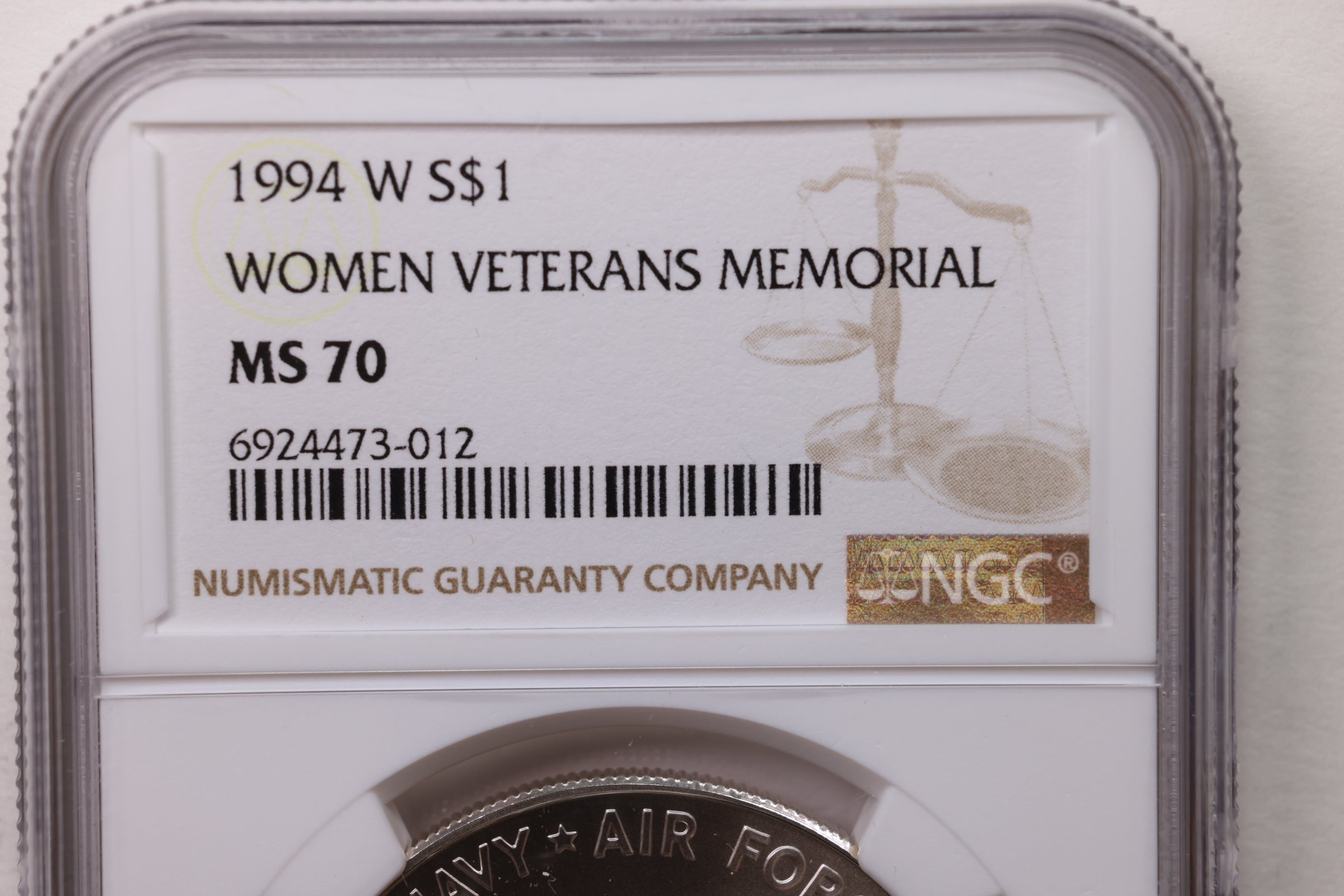 1994-W Women Veterans Memorial., Commemorative., NGC MS-70., Store #GMC007
