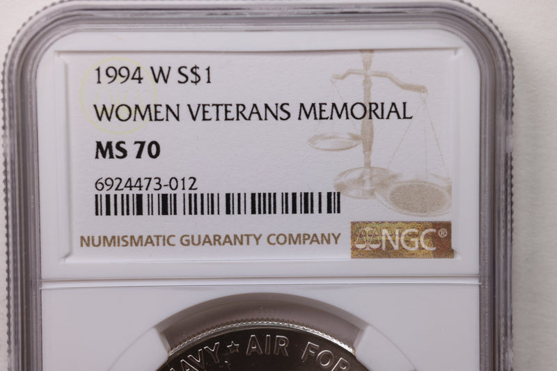 1994-W Women Veterans Memorial., Commemorative., NGC MS-70., Store