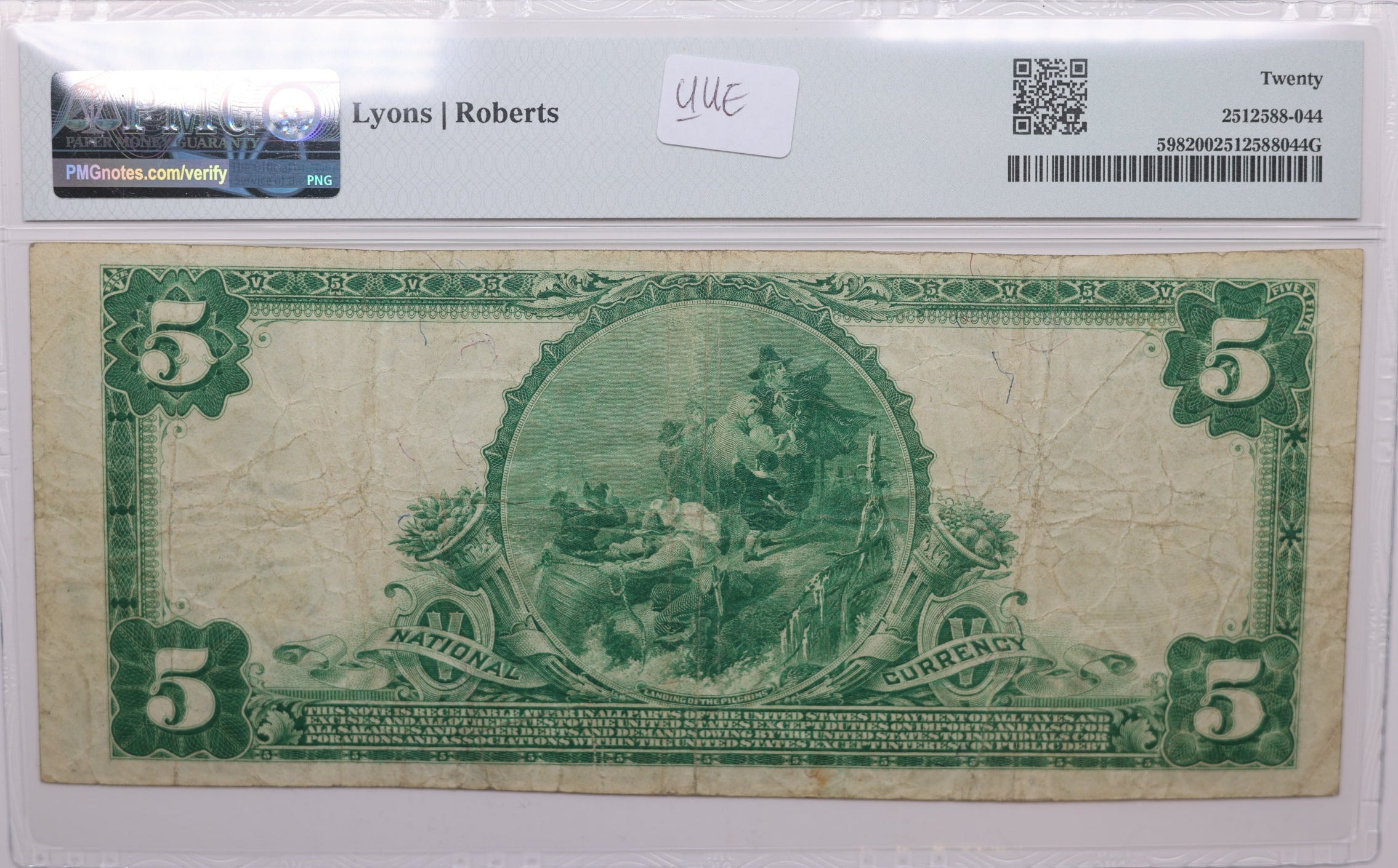 1902 $5, Oakdale, California, National Currency, CH# 7502. PMG VF-20, Store#NBN058