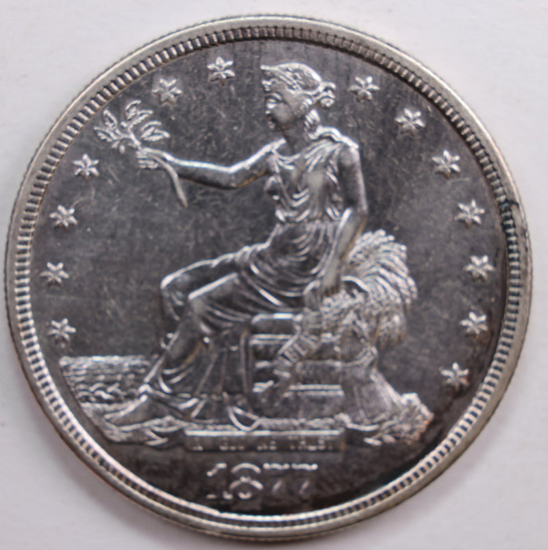 1877-S Trade Silver Dollar. About Uncirculated Detailed Coin., Store