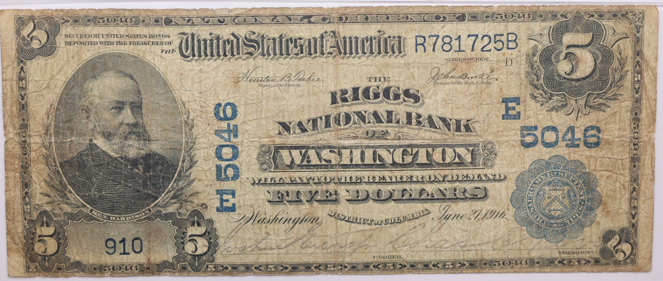 1902 $5, Washington, District of Columbia, National Currency, CH# 5046. PMG F-12, Store#NBN059