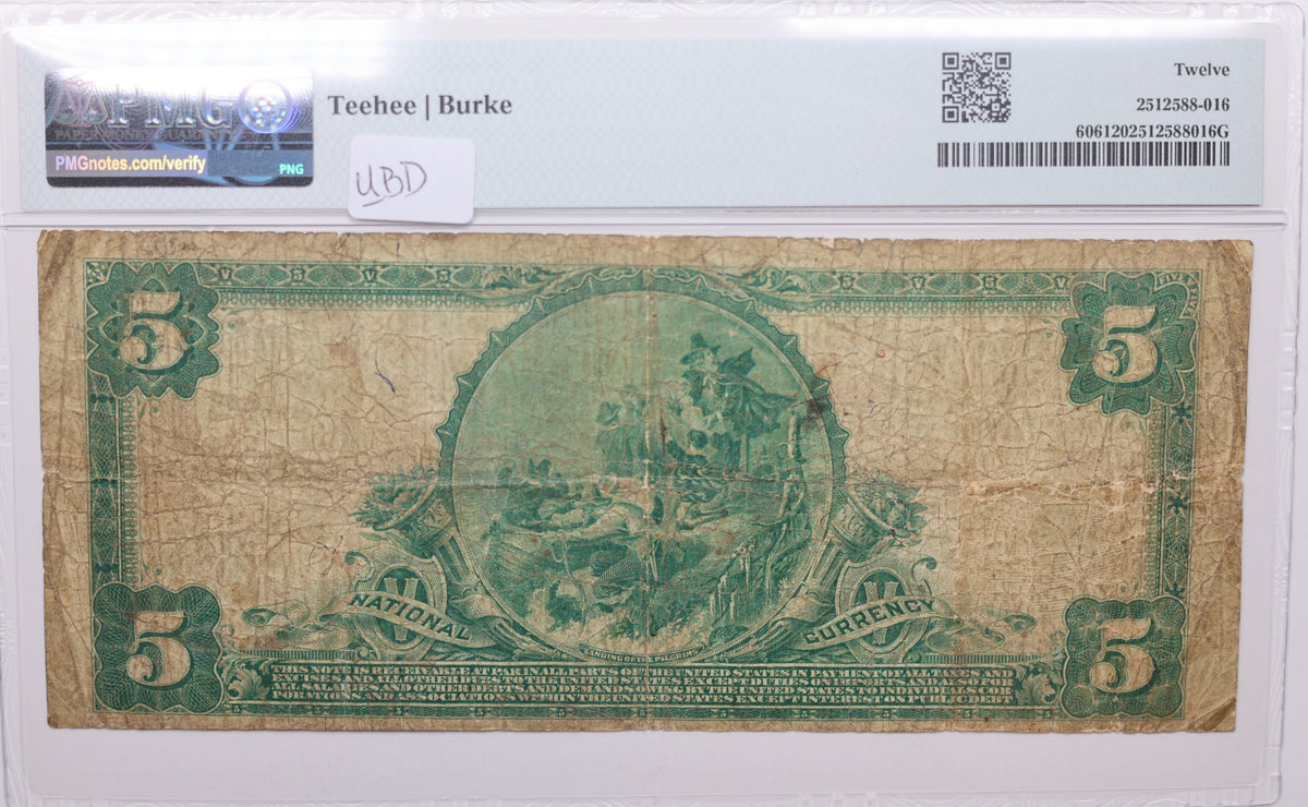 1902 $5, Washington, District of Columbia, National Currency, CH# 5046. PMG F-12, Store#NBN059
