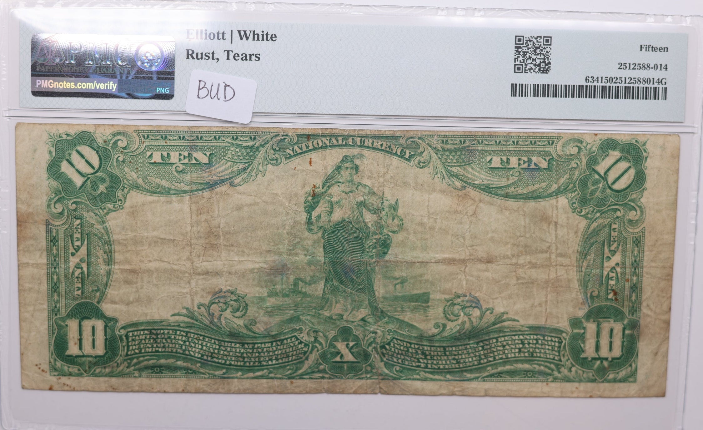 1902 $10, Norfolk, Virginia, National Currency, CH# 6032. PMG Choice F-15, Store#NBN061
