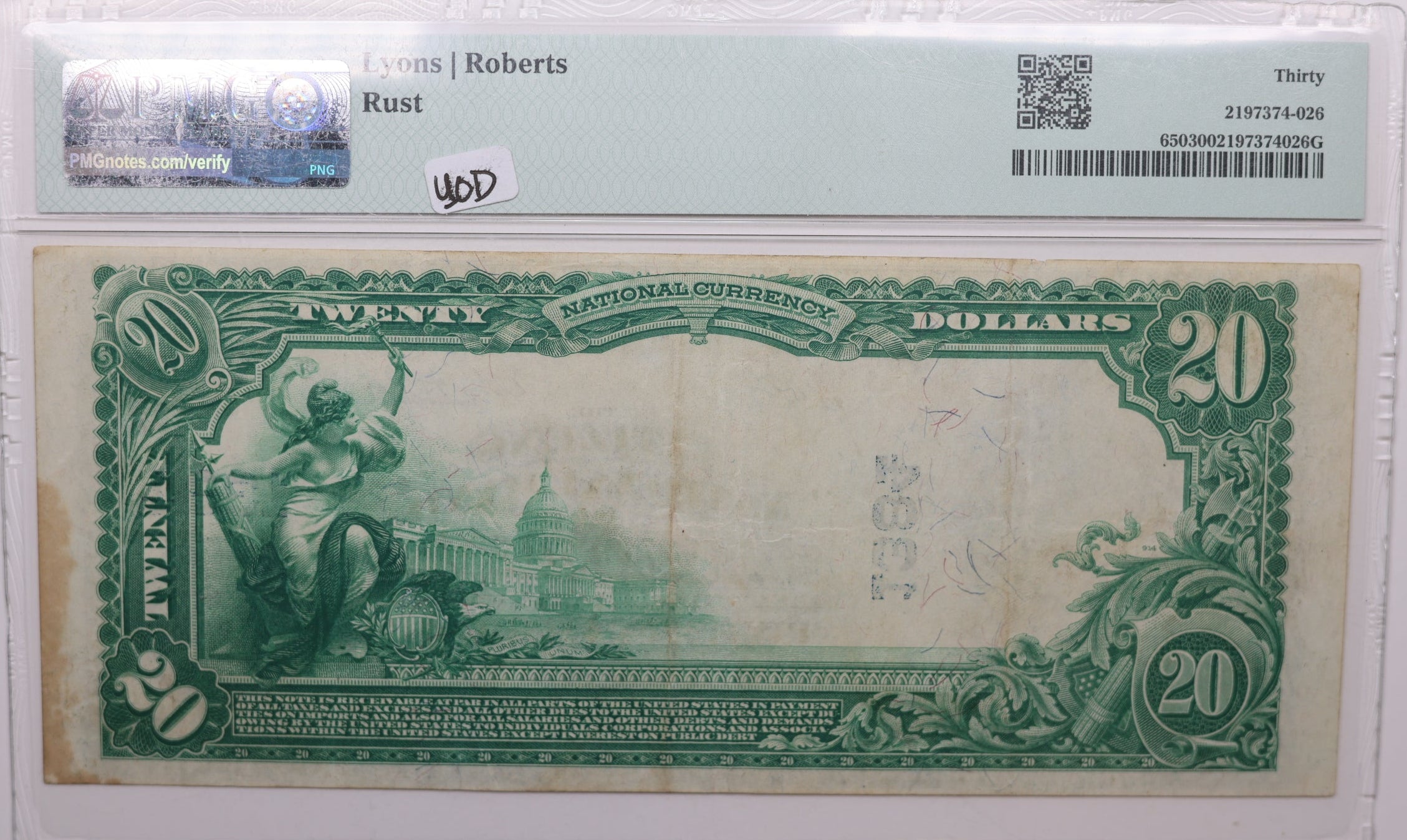 1902 $20, Baltimore, Maryland, National Currency, CH# 1384. PMG VF-30, Store#NBN065