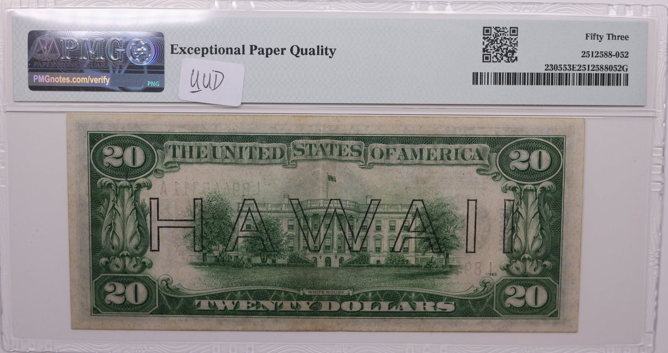1934 A, $20 Silver Certificate, 'Hawaii', PMG About Uncirculated-53, Store #GSSC006