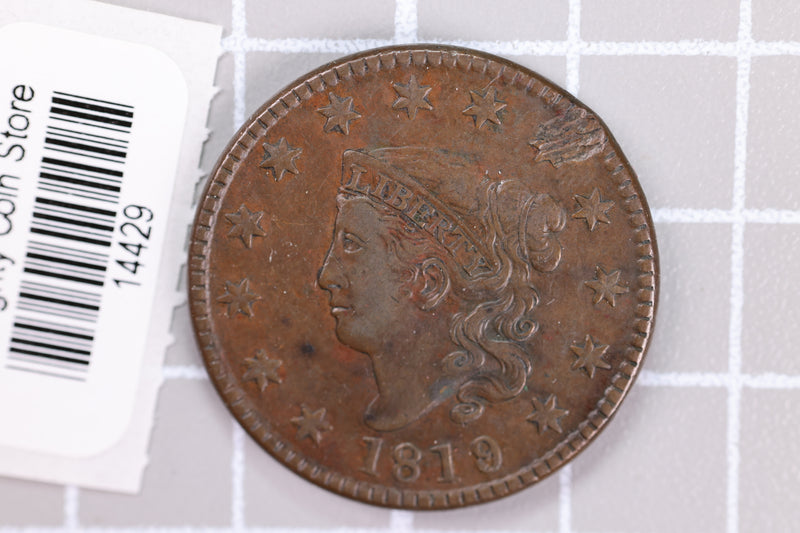 1819  Large Cent, Affordable Circulated Coin, Store Sale