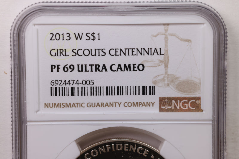 2013-W Girl Scouts Centennial., Silver Commemorative., NGC PF-69., Store