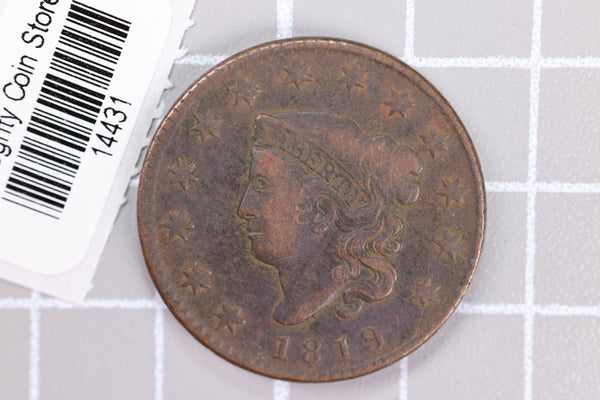 1819  Large Cent, Affordable Circulated Coin, Store Sale #14431