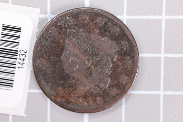 1819  Large Cent, Affordable Circulated Coin, Store Sale #14432