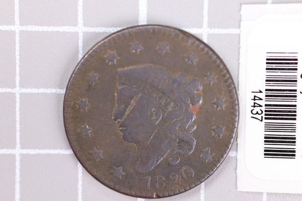 1820  Large Cent, Affordable Circulated Coin, Store Sale #14437