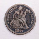 1871 Seated Liberty Dime., Very Vine Circulated Coin., Store Sale