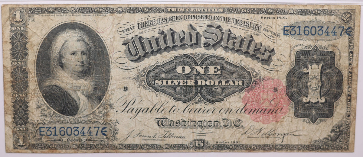 1891 $1 Silver Certificate, Martha Washington, Fr#223, PMG F-15, Store Sale #GLSC011