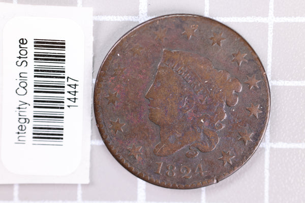 1824 Large Cent, Affordable Circulated Coin, Store Sale #14447