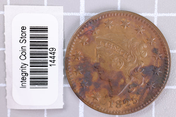 1825 Large Cent, Affordable Circulated Coin, Store Sale #14449