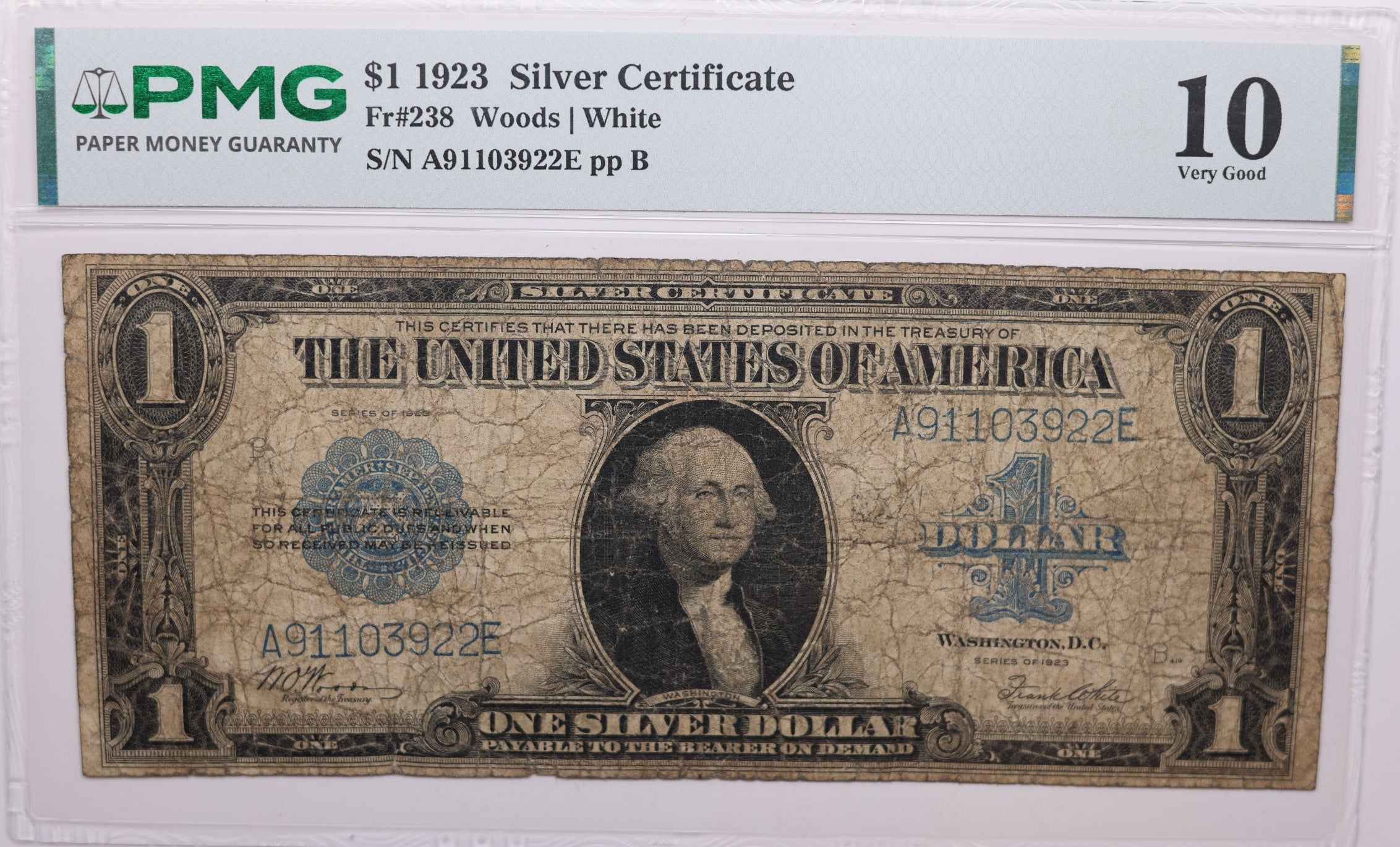 1923 $1 Silver Certificate, Fr#238, PMG VG-10, Store Sale #GLSC013