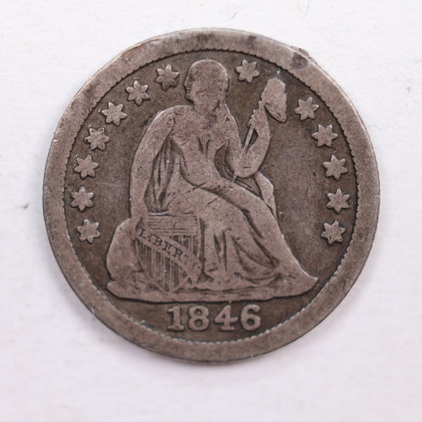 1846 Seated Liberty Dime., Fine Circulated Coin., Store Sale #DE0360.