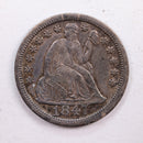 1847 Seated Liberty Dime., About Uncirculated Coin., Store Sale