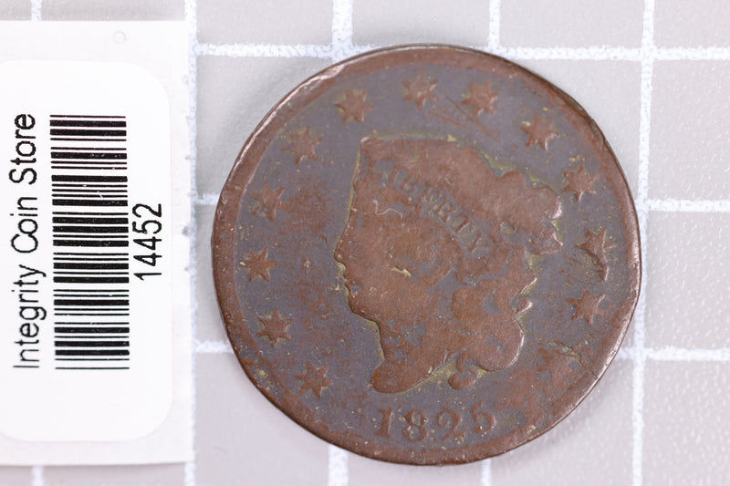 1825 Large Cent, Affordable Circulated Coin, Store Sale