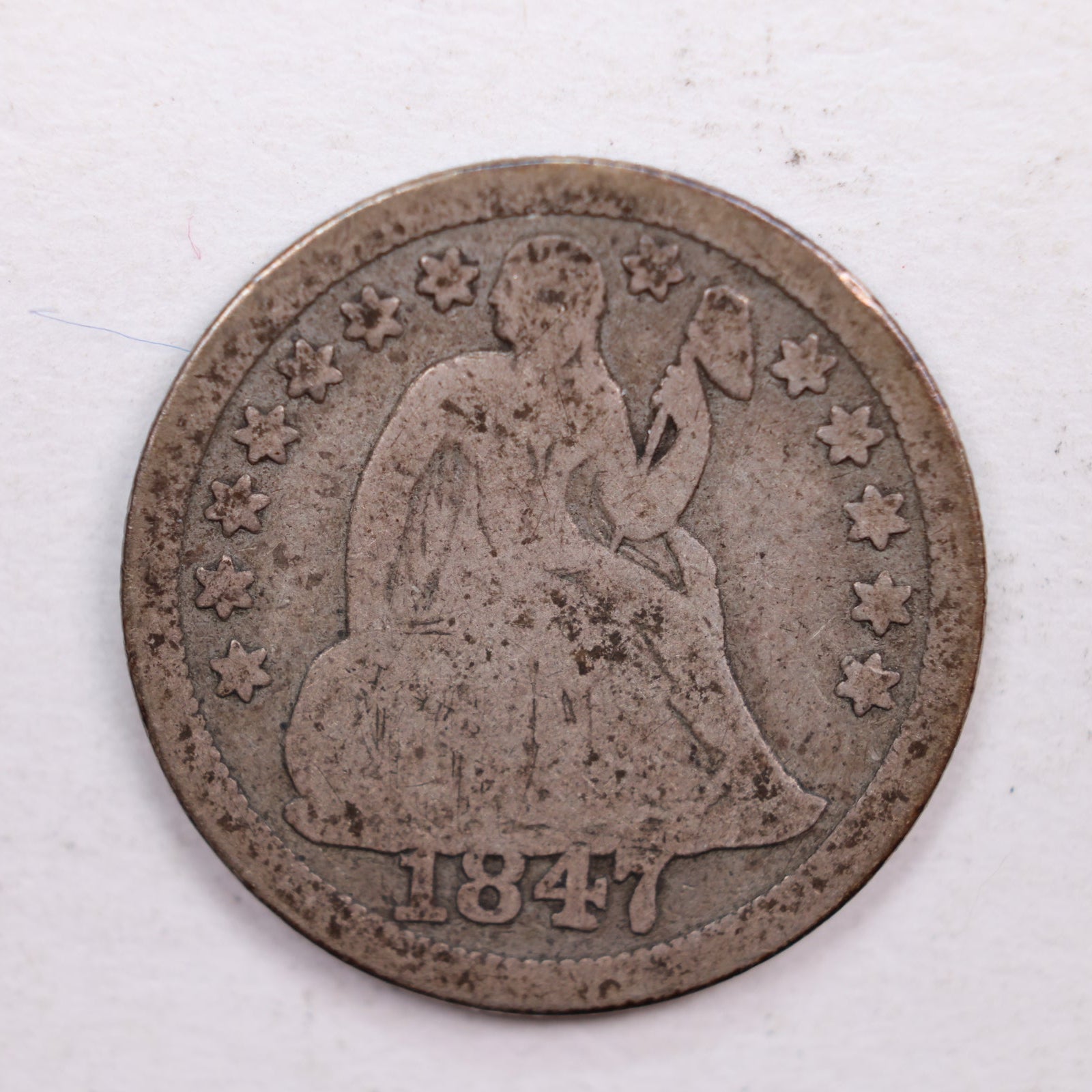 1847 Seated Liberty Dime., Very Good Circulated Coin., Store Sale #DE0363.